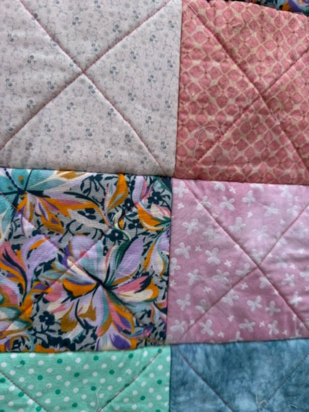 Homemade Small Multicolored Rag Quilt/Baby Blanket - Picture 12 of 12